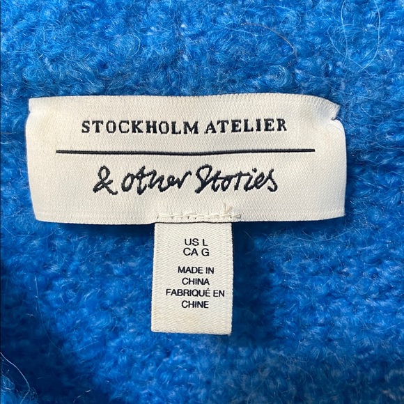 & Other Stories Stockholm Atelier Women’s Blue Fuzzy Knit Sweater.Size-Large. - Picture 11 of 12